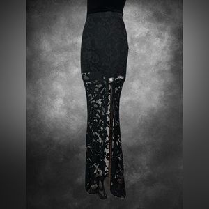 Widow Gothic Witch Goth Summer Column Maxi Black Skirt S